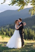 Forehead kiss on a hill